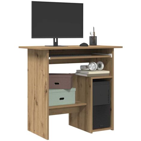 Vidaxl – Bureau droit en bois d'ingénierie 80x45x74 cm – Armoire intégrée – Surface résistante à l'humidité – Design contemporain