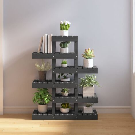 Support à plantes Gris 85x25x109,5 cm Bois massif de pin vidaXL