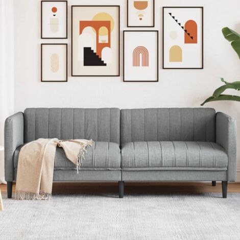 Vidaxl – Canapé droit 3 places gris clair – Tissu respirant et durable – Accoudoirs et dossier rembourrés – Pieds robustes pour stabilité (1/6)