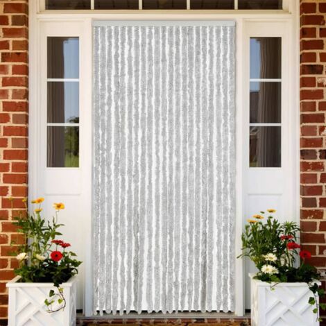 Rideau anti-mouches gris 90x220 cm chenille vidaXL