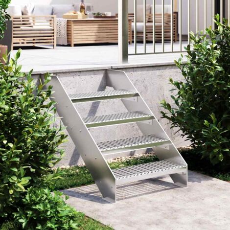 Vidaxl – Escalier en caillebotis 60x24x7 cm acier galvanisé – Antidérapant pour zones à fort passage – Soudé par forgeage pour robustesse