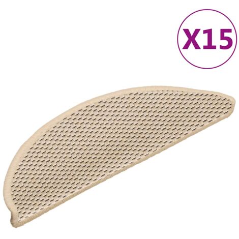 Vidaxl – Tapis d'escalier autocollants aspect sisal – Lot de 15 – Dimensions 56x17 cm – Antidérapants et lavables – Protection contre les glissades
