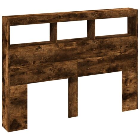 vidaXL Armoire tête de lit avec LED chêne fumé 140x17x102 cm