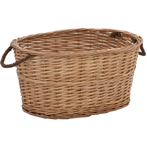 Vidaxl – Panier à bois de chauffage en saule naturel – Dimensions 56x40x28 cm – Poignées de transport – Rangement élégant pour bûches