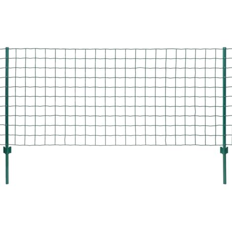 Vidaxl – Clôture euro acier 20x1,5 m vert – Acier revêtu de PVC – Résistante aux intempéries et UV – 11 poteaux inclus