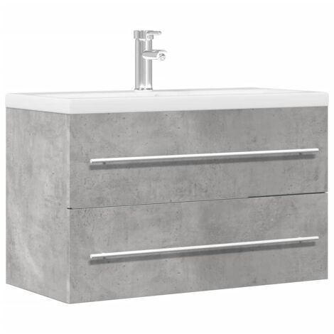 Vidaxl – Armoire de lavabo gris béton 80x38,5x48 cm – Bois d'ingénierie – Installation murale pour gain de place – Capacité 60 kg