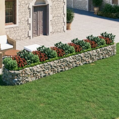Vidaxl – Lit surélevé gabion fer galvanisé 600x100x50 cm – Résistant à la rouille – Pour bordures de fleurs – Assemblage requis