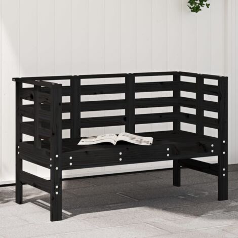 Banc de jardin noir 111,5x53x71 cm bois massif de pin vidaXL (1/6)