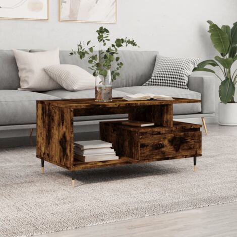 Table basse Chêne fumé 90x49x45 cm Bois d'ingénierie vidaXL
