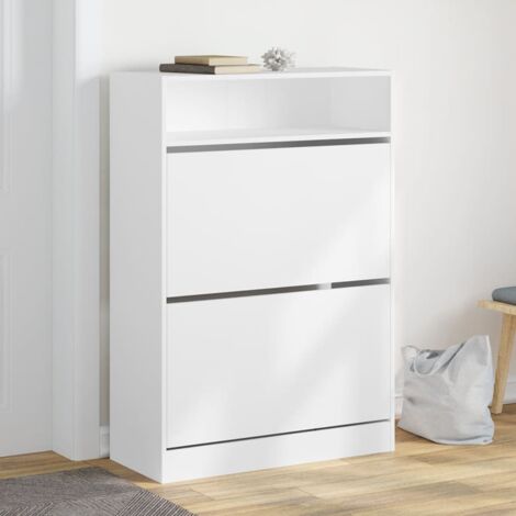 vidaXL Armoire à chaussures 2 tiroirs rabattables blanc 80x34x116 cm (1/5)
