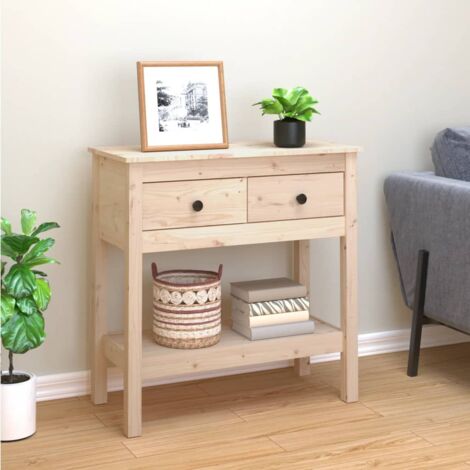 Vidaxl – Table console en bois massif de pin 75x35x75 cm – 2 tiroirs et étagère ouverte – Style rustique pour entrée ou salon