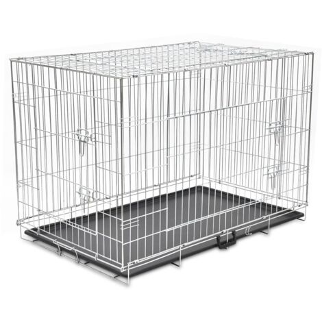 Vidaxl – Cage métallique pliable pour chiens XXL – Acier galvanisé – 121 x 74 x 83 cm – 3 portes – Design compact et facile à transporter