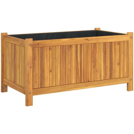 Vidaxl – Jardinière en bois d'acacia massif 80x42x40 cm – Doublure non tissée – Drainage optimal – Pour balcons et patios