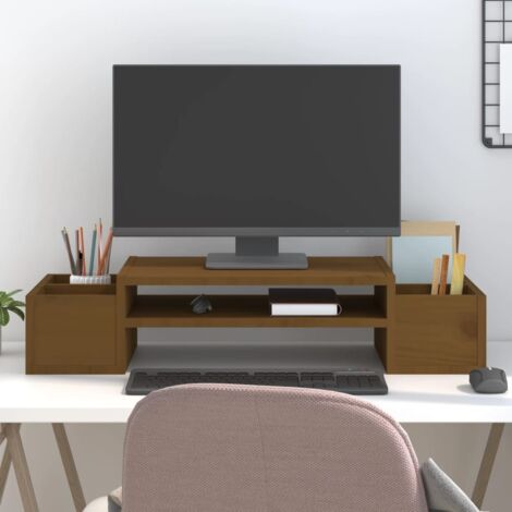 Support de moniteur Marron miel 70x27,5x15cm Bois de pin solide vidaXL