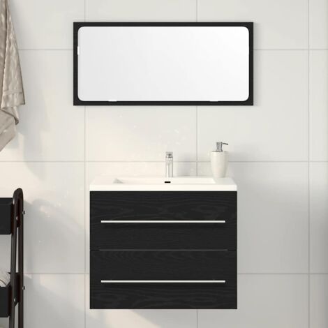 Vidaxl – Meuble de salle de bain avec lavabo chêne noir 60x38,5x48 cm – Bois d'ingénierie – Assemblage requis – Design moderne et élégant