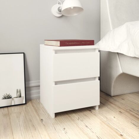 Vidaxl – Table de chevet blanc 30 x 30 x 40 cm – Bois d'ingénierie – 2 tiroirs coulissants – Meuble pour chambre ou salon