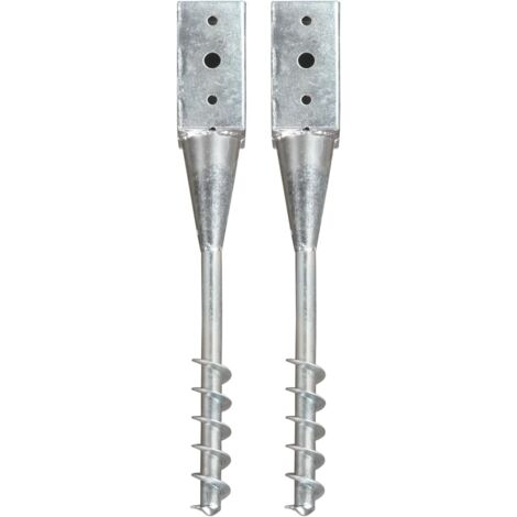 Piquets au sol 2 pcs Argenté 7x7x56 cm Acier galvanisé vidaXL