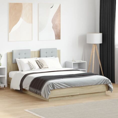 vidaXL Cadre de lit sans matelas chêne sonoma 120x190 cm (1/5)