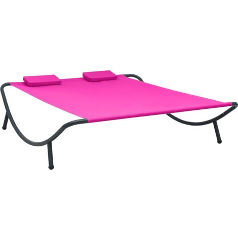 Lit de repos d'extérieur,Transat, Tissu Rose vidaXL