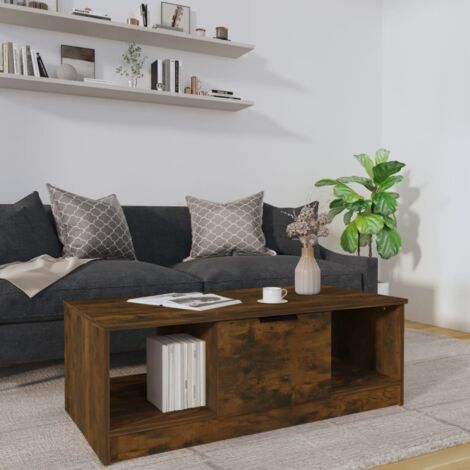 Table basse chêne fumé 102x50x36 cm bois d'ingénierie vidaXL