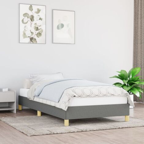 Vidaxl – Cadre de lit 90x190 cm – Tissu gris foncé – Lattes en contreplaqué pour soutien optimal – Pieds robustes pour stabilité (1/5)