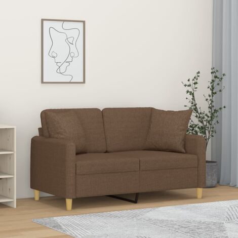 vidaXL Canapé 2 places avec oreillers décoratifs marron 120 cm tissu (1/5)