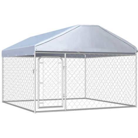 Vidaxl – Chenil extérieur avec toit pour chiens 200 x 200 x 135 cm – Acier galvanisé – Résistant aux UV et à l'eau – Système de verrouillage sécurisé