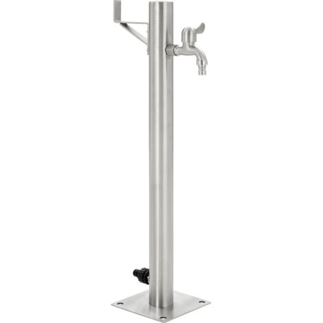 Vidaxl – Colonne à eau de jardin ronde en acier inoxydable 65 cm – Robinet en inox 304 – Connexion 1/2" – Base 15x15 cm