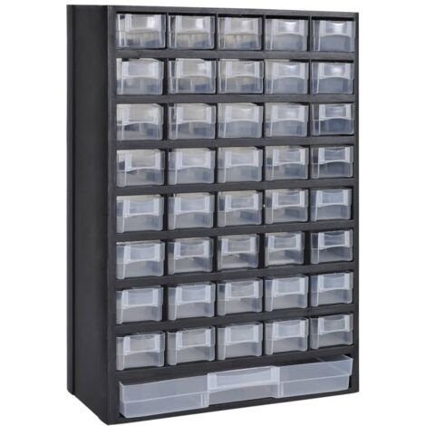Vidaxl – Armoire à outils 41 tiroirs en plastique transparent – Dimensions 31x13,8x49 cm – Fixation murale pour gain de place – Rangement optimisé