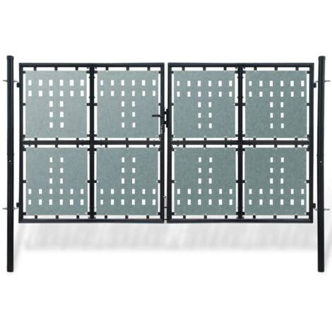 Portail simple de clôture Noir 300x200 cm vidaXL