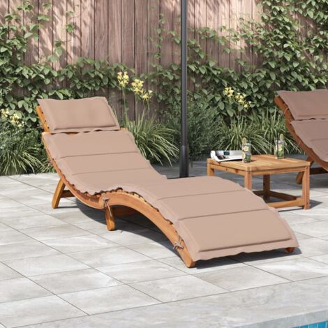 Chaise longue avec coussin taupe bois d'acacia solide vidaXL