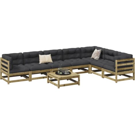 vidaXL Salon de jardin 8 pcs bois de pin imprégné (1/5)