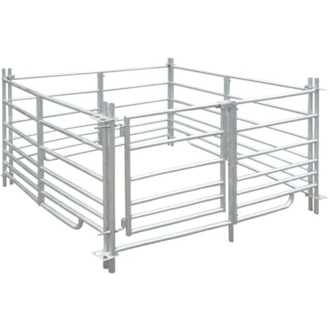Vidaxl – Clapier pour moutons 4 panneaux en acier galvanisé 137x137x92 cm – Résistant aux intempéries – Installation facile avec connecteurs métalliques