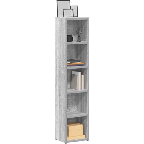 Vidaxl – Armoires à CD 2 pcs sonoma gris 21x16x93,5 cm – Bois d'ingénierie – 5 compartiments pour 80 CD – Assemblage facile