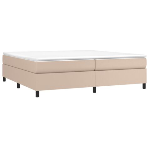 vidaXL Cadre de lit Ă lattes cappuccino 200x200 cm similicuir (1/5)