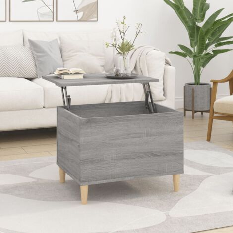 Vidaxl – Table basse relevable 60x44,5x45 cm – Bois d'ingénierie gris – Grand espace de rangement – Surface résistante à l'humidité (1/5)