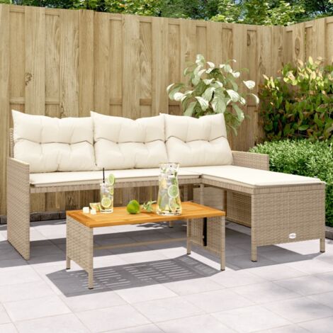 Vidaxl – Canapé de jardin en L avec table et coussins – Résine tressée résistante aux intempéries – Housse amovible et lavable – Cadre en acier robuste (1/5)