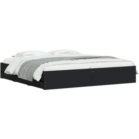 Cadre de lit avec tiroirs sans matelas noir 160x200 cm vidaXL