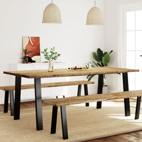 Vidaxl – Table de salle à manger 200x90 cm – Bois d'acacia massif – Pieds en métal – Style industriel – Hauteur 75 cm (1/6)
