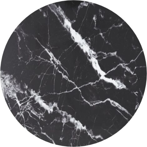 Vidaxl – Dessus de table en verre trempé noir Ø60x0,8cm – Design marbre esthétique – Durable et facile à nettoyer