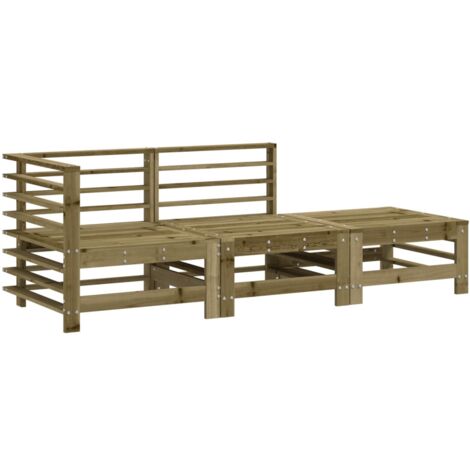 Vidaxl – Salon de jardin 3 pcs en bois de pin imprégné – Cadre robuste – Conception modulaire – Pour usage extérieur