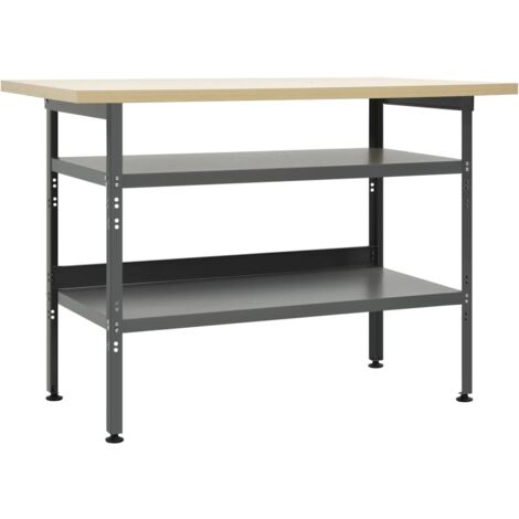 Vidaxl – Établi gris 120x60x85 cm – Acier robuste – Capacité de charge 300 kg – 2 étagères réglables – Idéal pour ateliers et garages