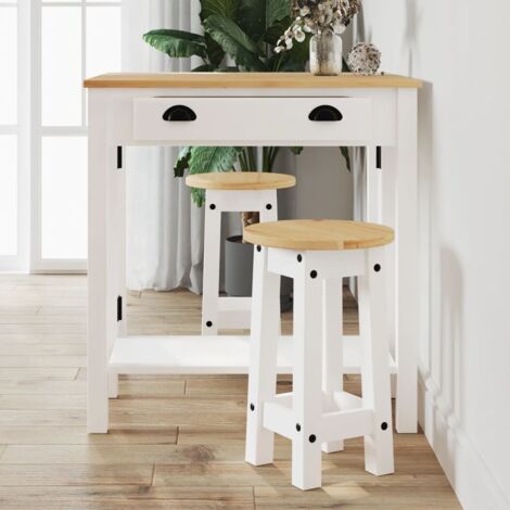 Vidaxl – Lot de 2 tabourets de bar en bois massif de pin blanc – Dimensions 30 x 50,5 cm – Capacité 110 kg – Finition cire de miel (1/6)