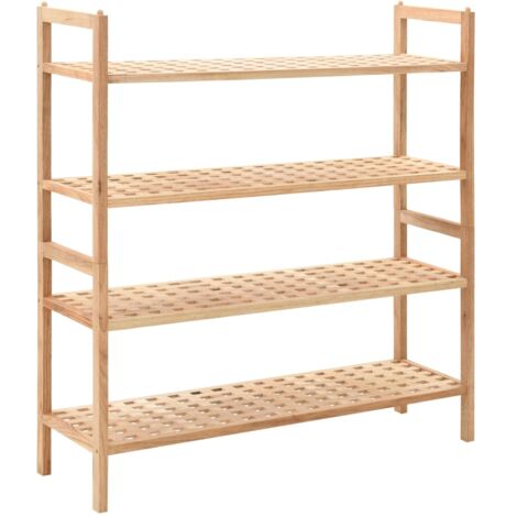 Vidaxl – Étagère à chaussures en bois de noyer massif 69 x 26 x 81 cm – 4 étagères ventilées – Design compact pour espaces réduits