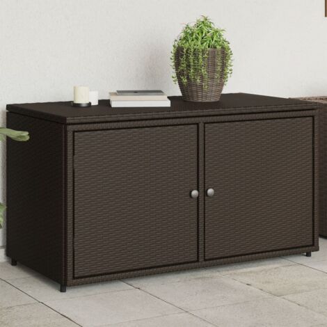 Vidaxl – Armoire de jardin marron 110x55x60,5cm – résine tressée – cadre en acier enduit de poudre – grand espace de rangement