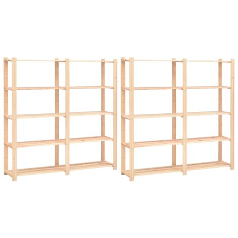 Étagères de rangement à 5 niveaux 2pcs 170x38x170 cm Pin 500 kg vidaXL