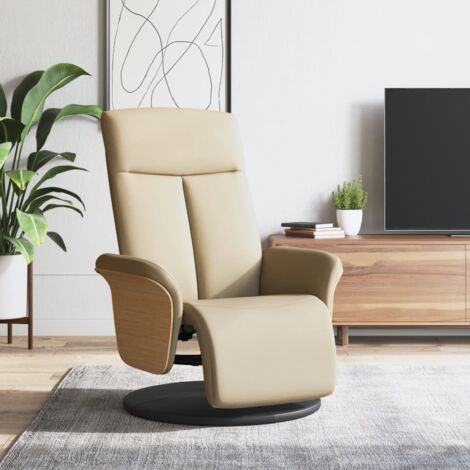 Fauteuil inclinable avec repose-pied crème tissu  vidaXL