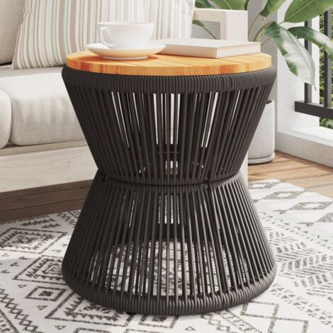 vidaXL Table basse avec base en fil de fer noir bois d'acacia massif (1/5)