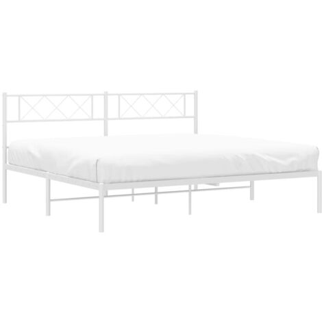 Cadre de lit métal sans matelas et tête de lit blanc 200x200 cm vidaXL (1/5)