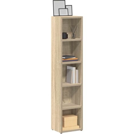 Vidaxl – Armoires à CD 2 pcs chêne sonoma 21x16x93,5 cm – Aggloméré haut de gamme – 5 compartiments pour 80 CD chacune